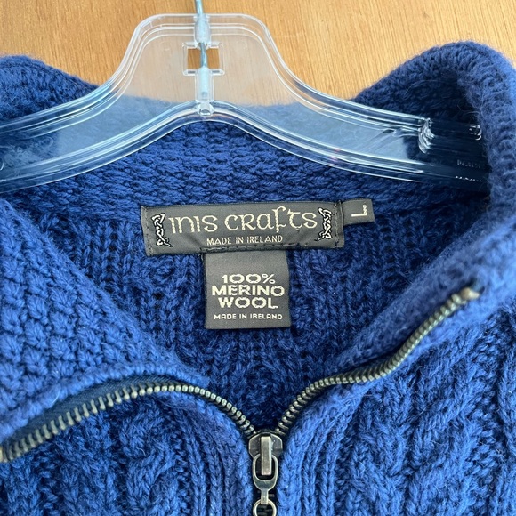 Irish Wool Cable Knit Blue Sweater - Picture 2 of 3